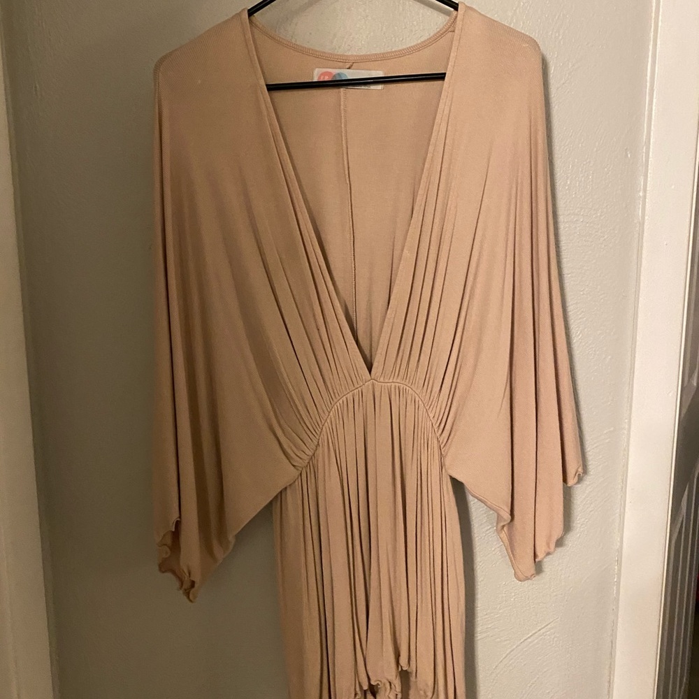 Tan Low V-Neck Romper